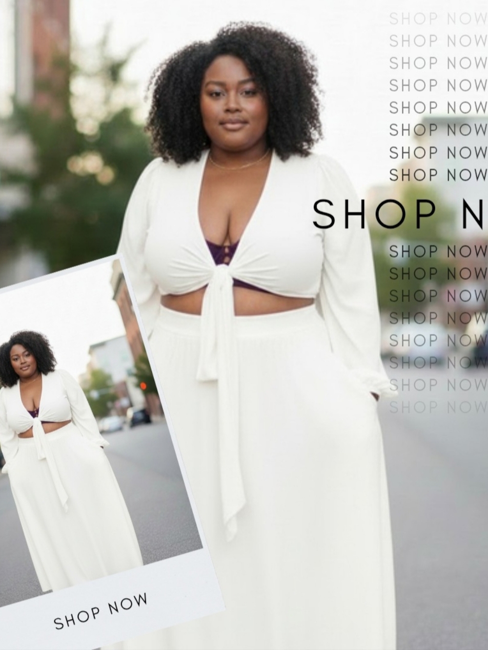 Plus Size -2pc White Skirt Set